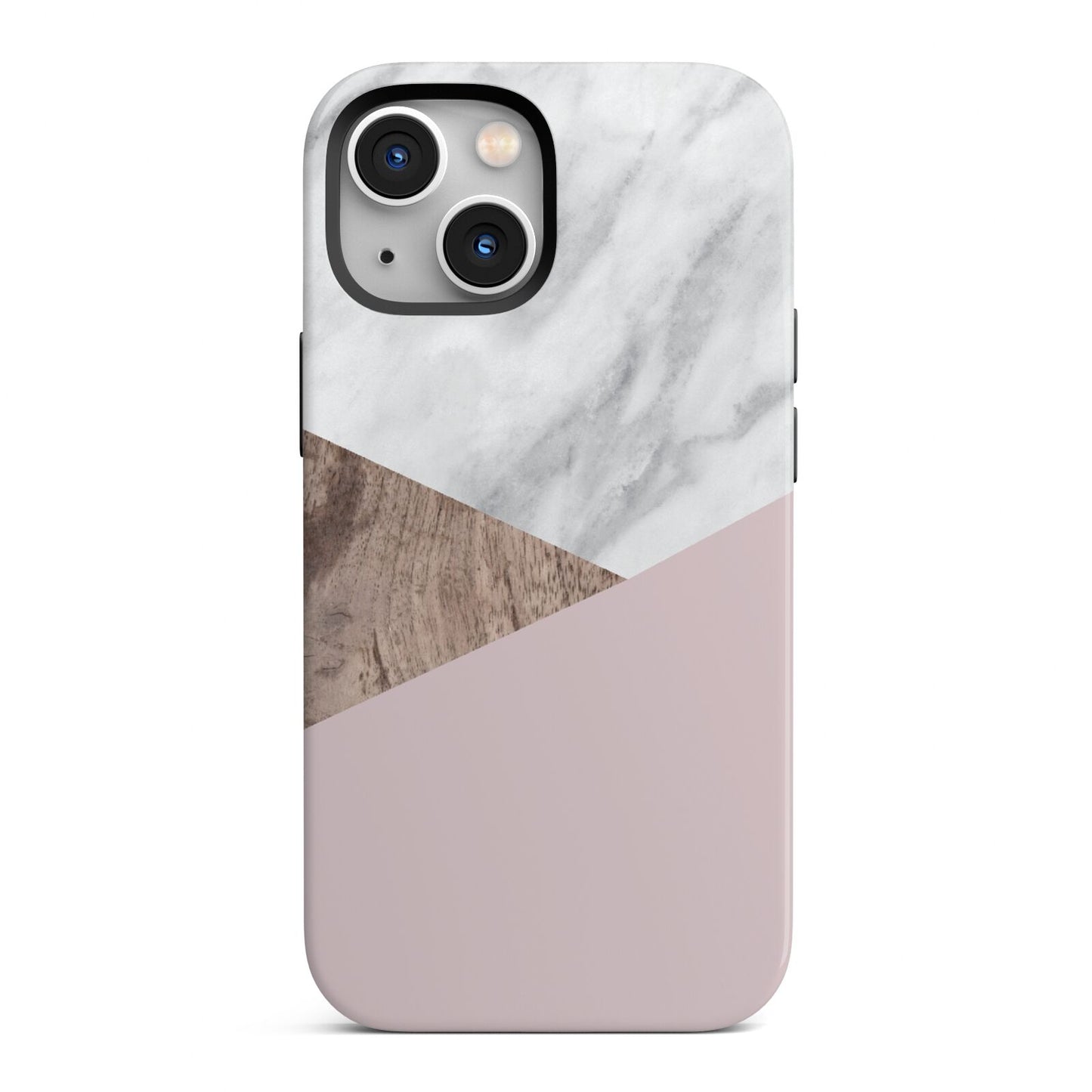 Marble Wood Geometric 3 iPhone 13 Mini Full Wrap 3D Tough Case