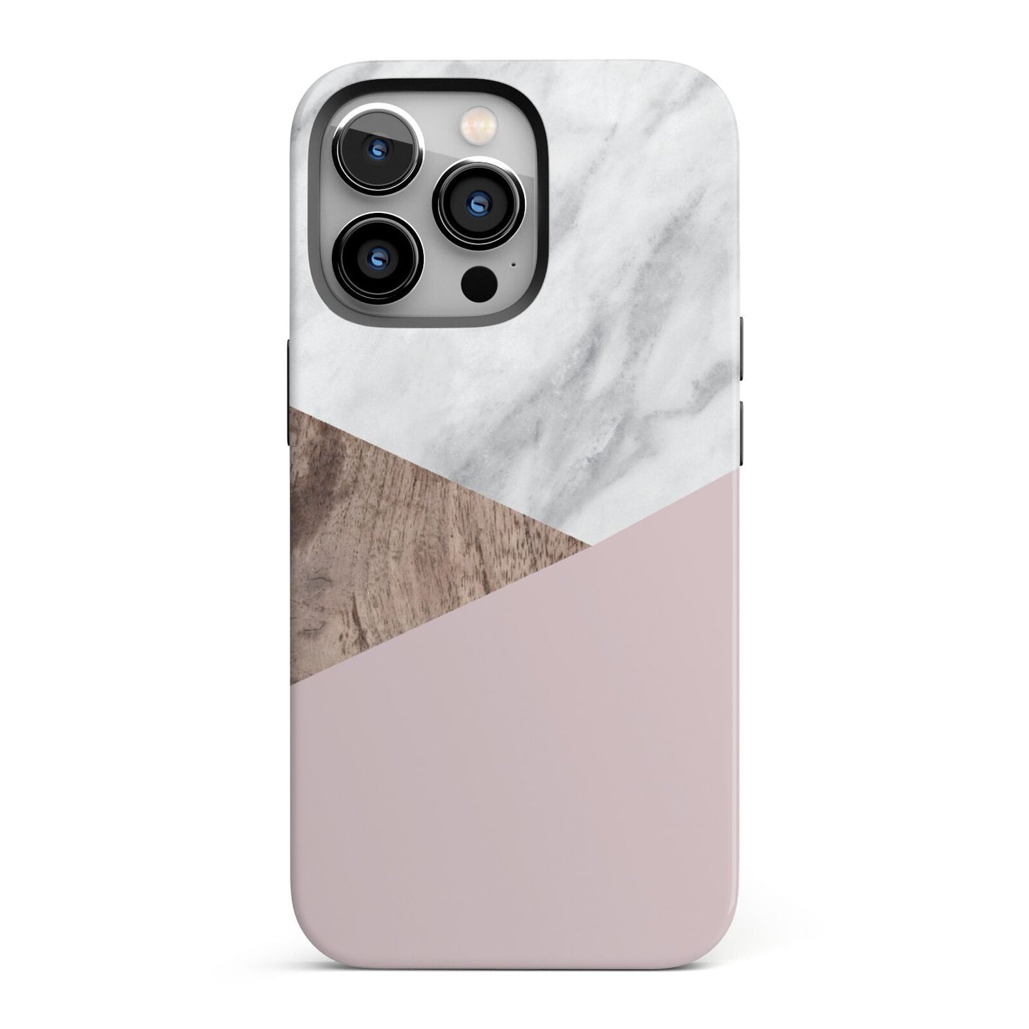 Marble Wood Geometric 3 iPhone 13 Pro Full Wrap 3D Tough Case