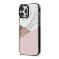 Marble Wood Geometric 3 iPhone 13 Pro Max Black Impact Case Side Angle on Silver phone