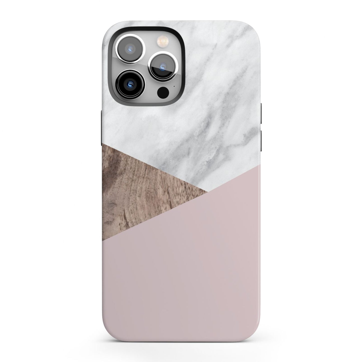Marble Wood Geometric 3 iPhone 13 Pro Max Full Wrap 3D Tough Case