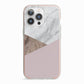 Marble Wood Geometric 3 iPhone 13 Pro TPU Impact Case with Pink Edges
