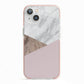 Marble Wood Geometric 3 iPhone 13 TPU Impact Case with Pink Edges