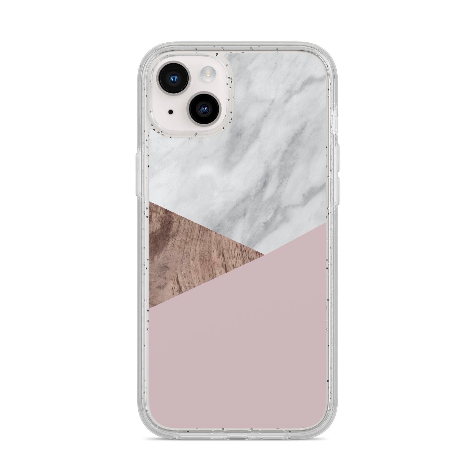 Marble Wood Geometric 3 iPhone 14 Plus Glitter Tough Case Starlight