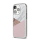 Marble Wood Geometric 3 iPhone 14 Pro Glitter Tough Case Silver Angled Image