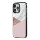 Marble Wood Geometric 3 iPhone 14 Pro Max Black Impact Case Side Angle on Silver phone