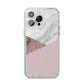 Marble Wood Geometric 3 iPhone 14 Pro Max Glitter Tough Case Silver