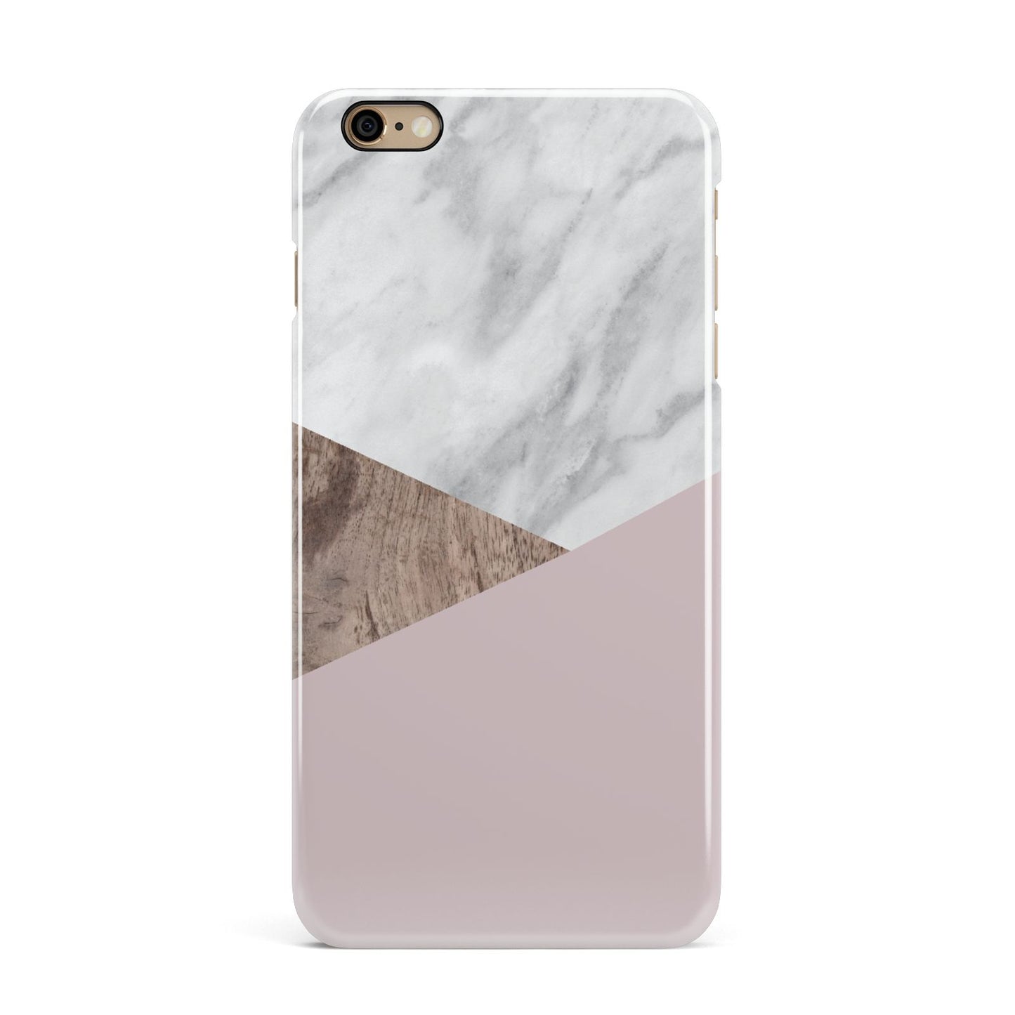 Marble Wood Geometric 3 iPhone 6 Plus 3D Snap Case on Gold Phone