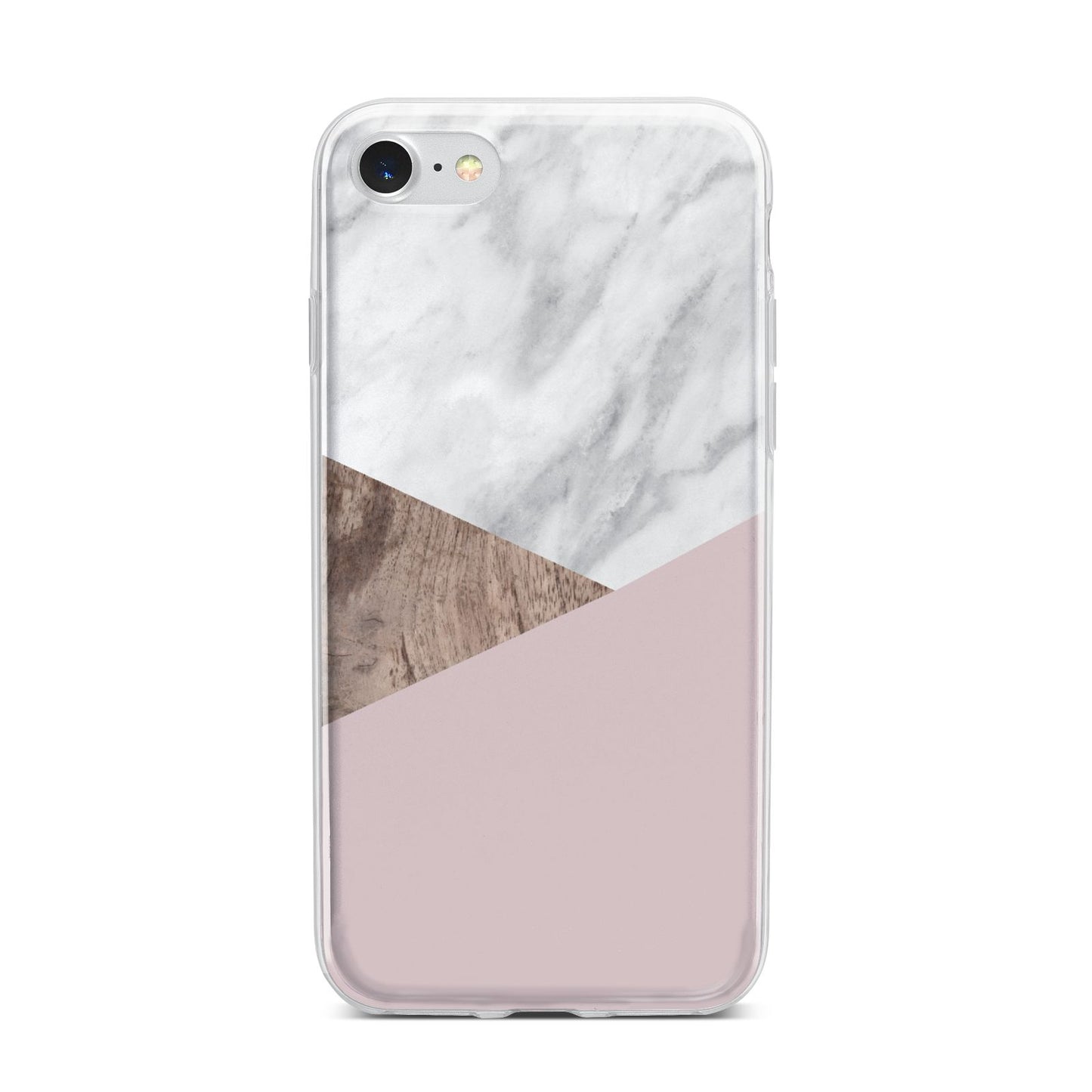 Marble Wood Geometric 3 iPhone 7 Bumper Case on Silver iPhone