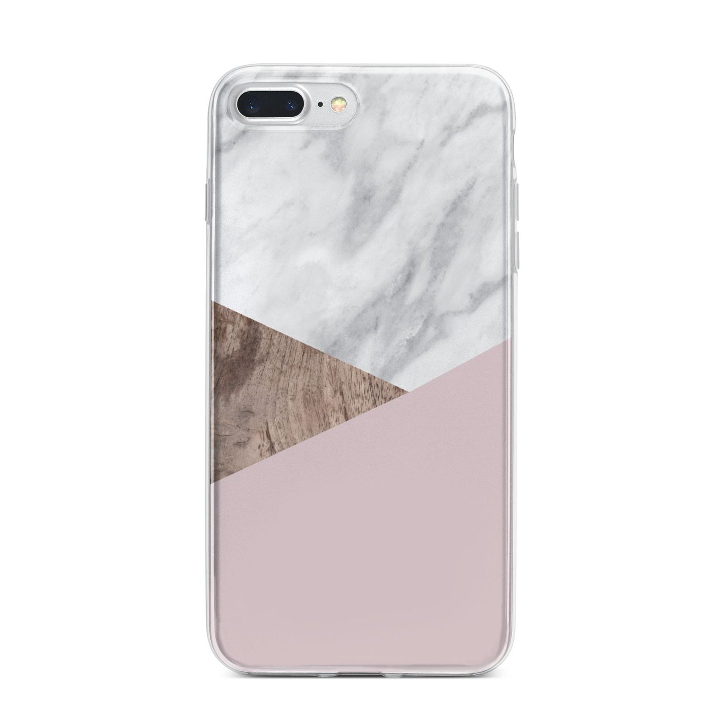 Marble Wood Geometric 3 iPhone 7 Plus Bumper Case on Silver iPhone