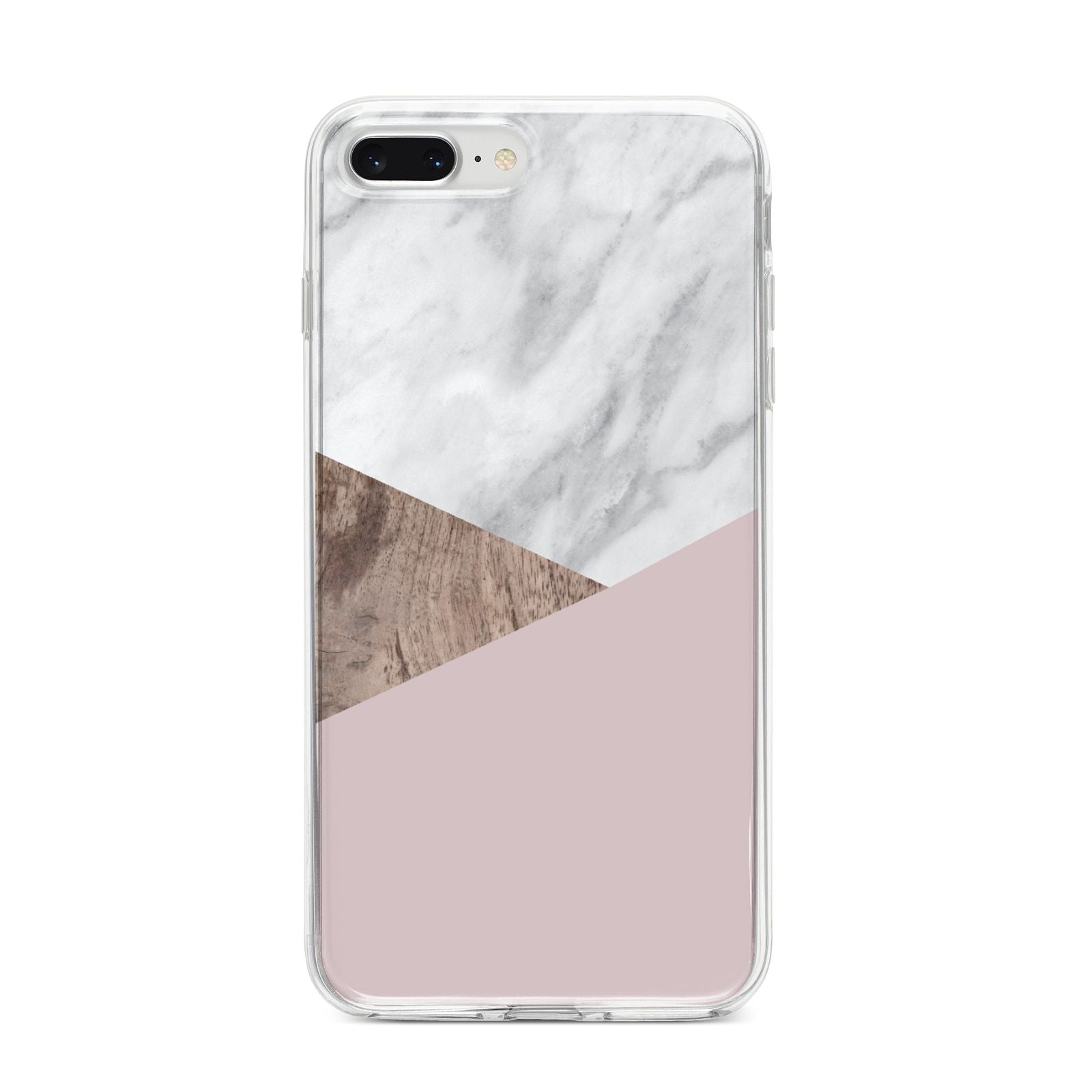 Marble Wood Geometric 3 iPhone 8 Plus Bumper Case on Silver iPhone