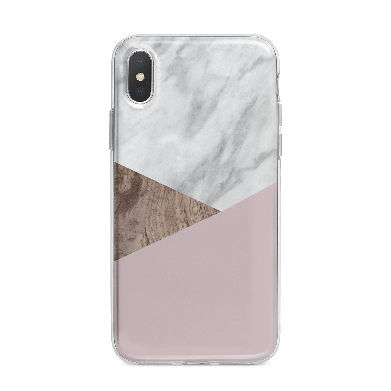 Marble Wood Geometric 3 iPhone X Bumper Case on Silver iPhone Alternative Image 1