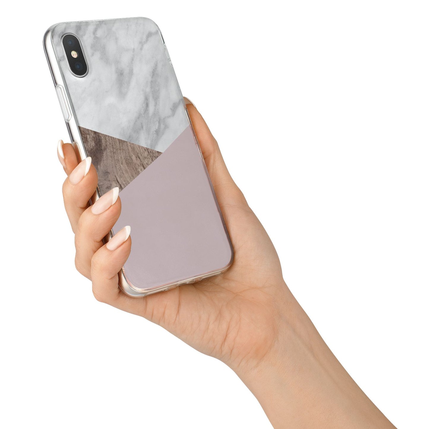 Marble Wood Geometric 3 iPhone X Bumper Case on Silver iPhone Alternative Image 2