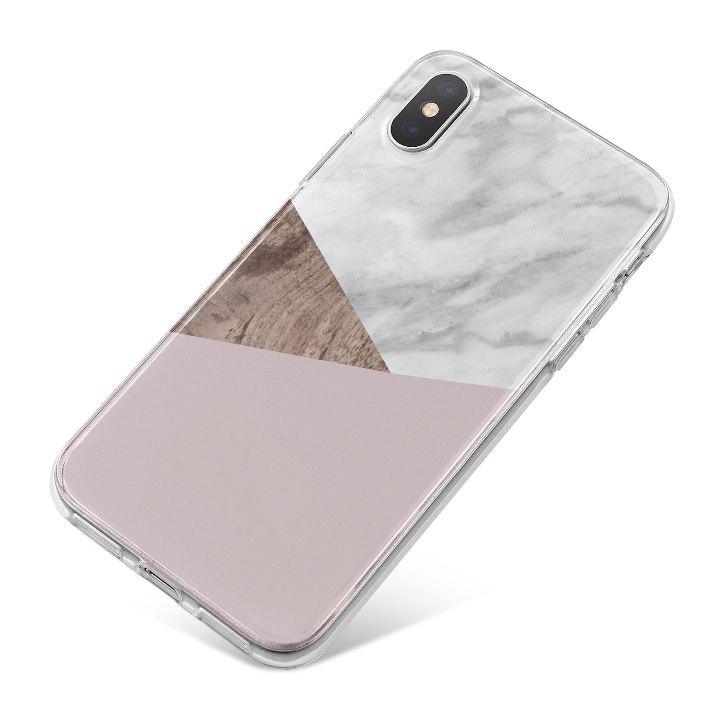 Marble Wood Geometric 3 iPhone X Bumper Case on Silver iPhone