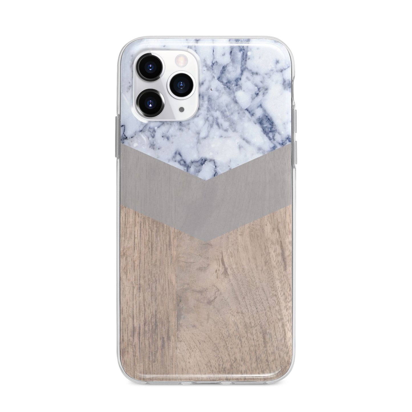 Marble Wood Geometric 4 Apple iPhone 11 Pro Max in Silver with Bumper Case