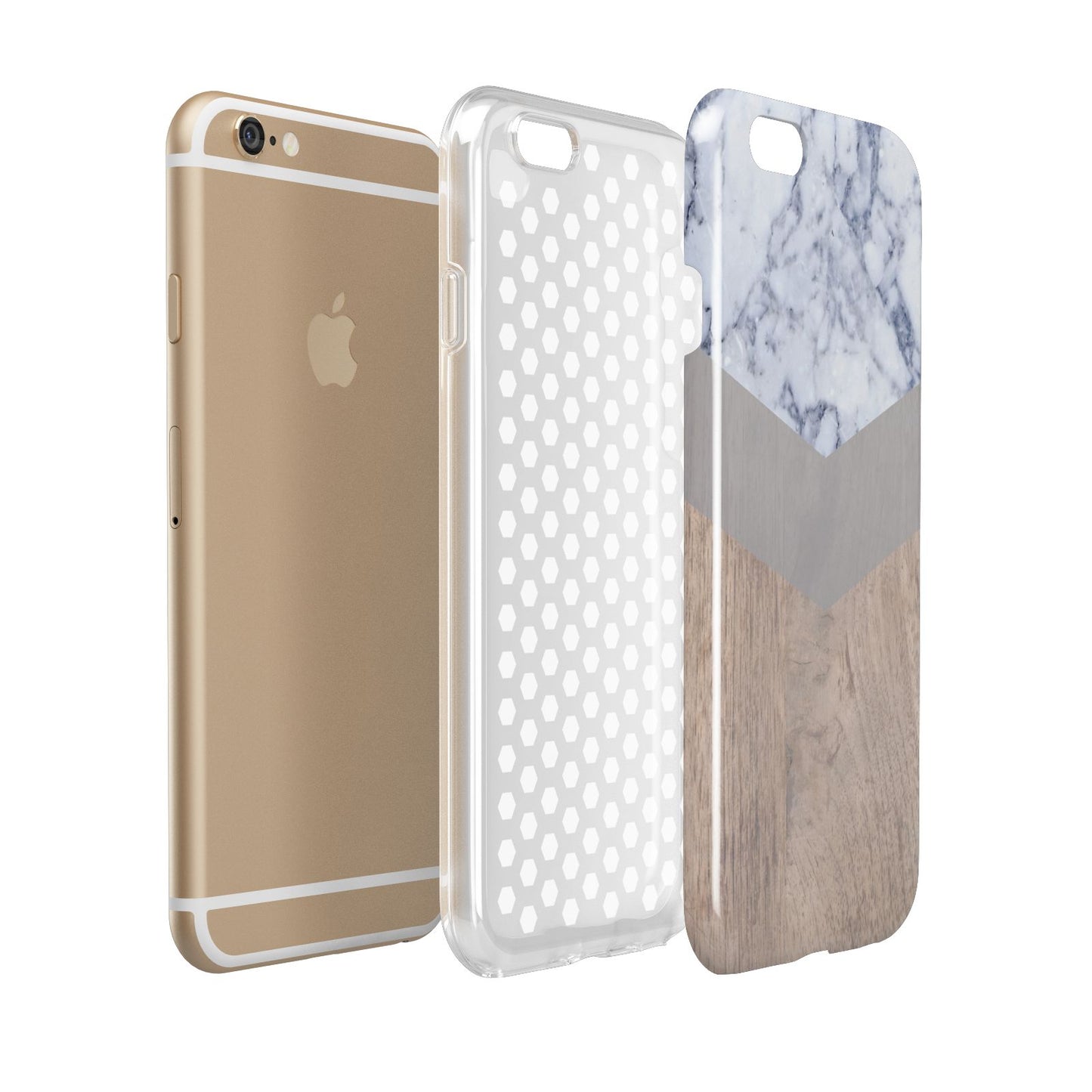 Marble Wood Geometric 4 Apple iPhone 6 3D Tough Case Expanded view