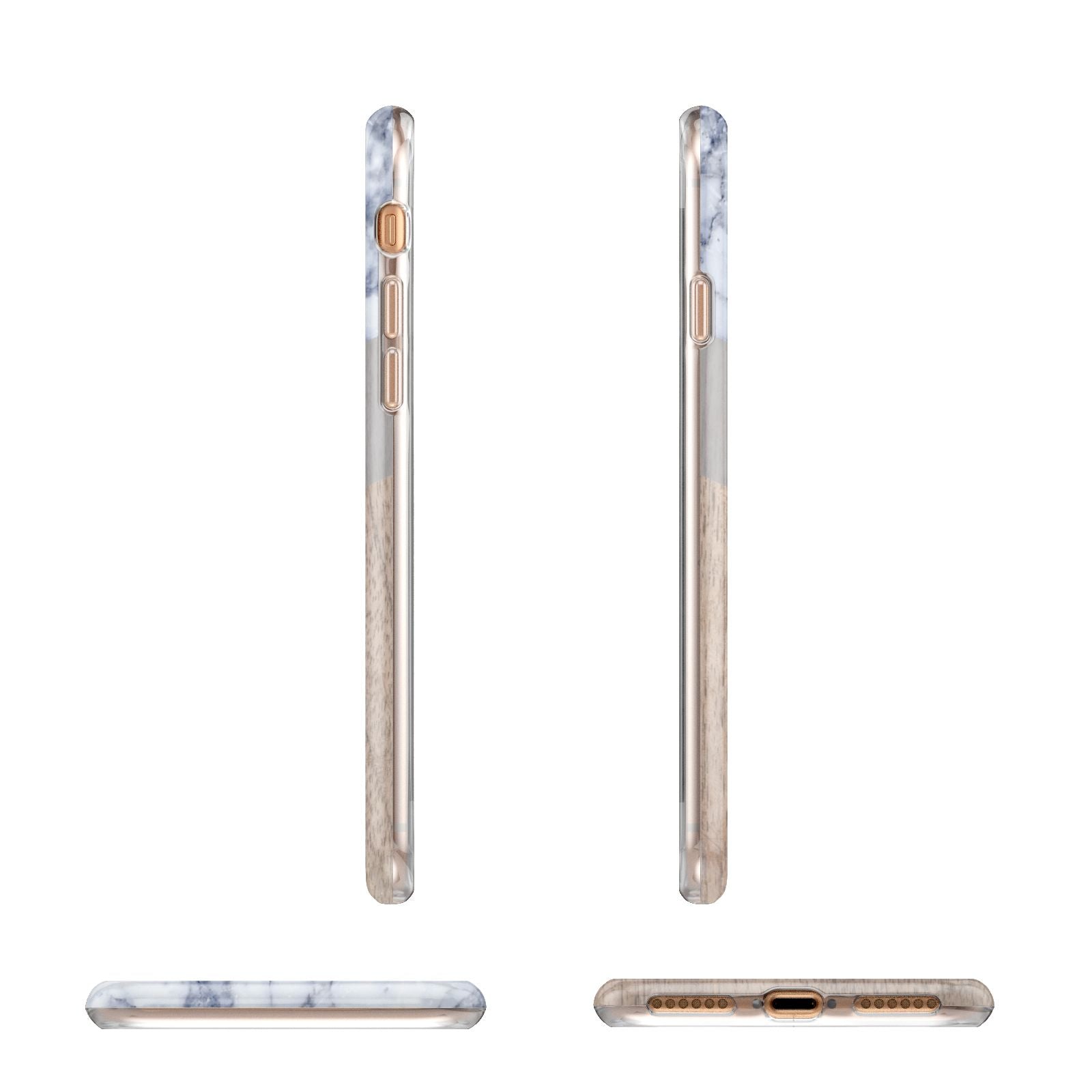 Marble Wood Geometric 4 Apple iPhone 7 8 3D Wrap Tough Case Alternative Image Angles