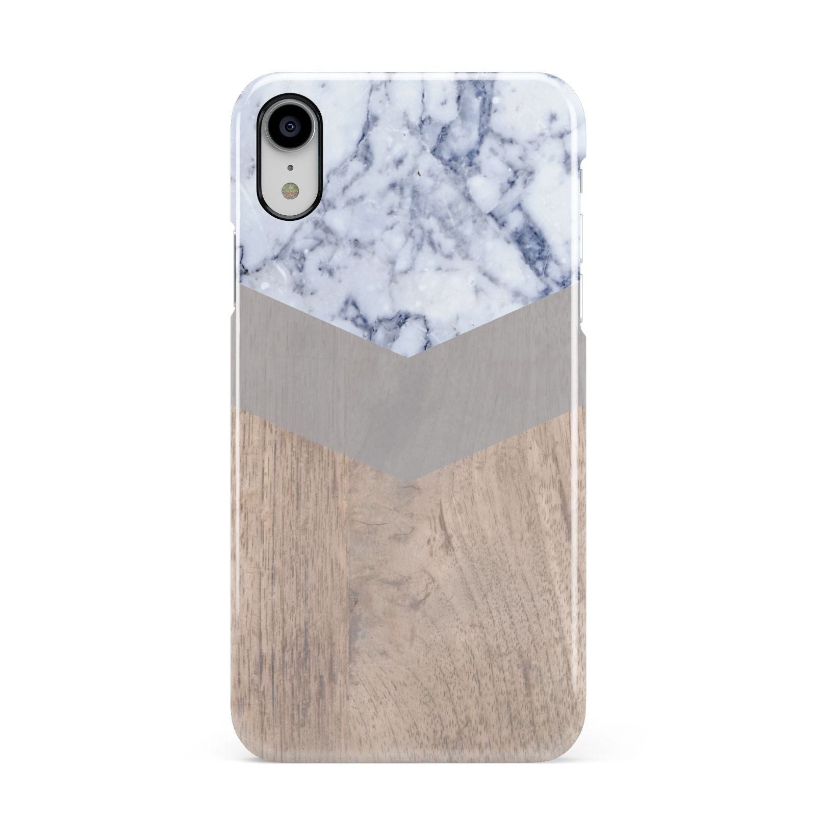 Marble Wood Geometric 4 Apple iPhone XR White 3D Snap Case