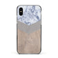 Marble Wood Geometric 4 Apple iPhone Xs Impact Case Black Edge on Silver Phone