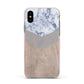 Marble Wood Geometric 4 Apple iPhone Xs Impact Case Pink Edge on Black Phone