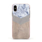 Marble Wood Geometric 4 Apple iPhone Xs Impact Case Pink Edge on Gold Phone