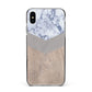 Marble Wood Geometric 4 Apple iPhone Xs Max Impact Case Black Edge on Silver Phone