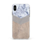 Marble Wood Geometric 4 Apple iPhone Xs Max Impact Case White Edge on Silver Phone