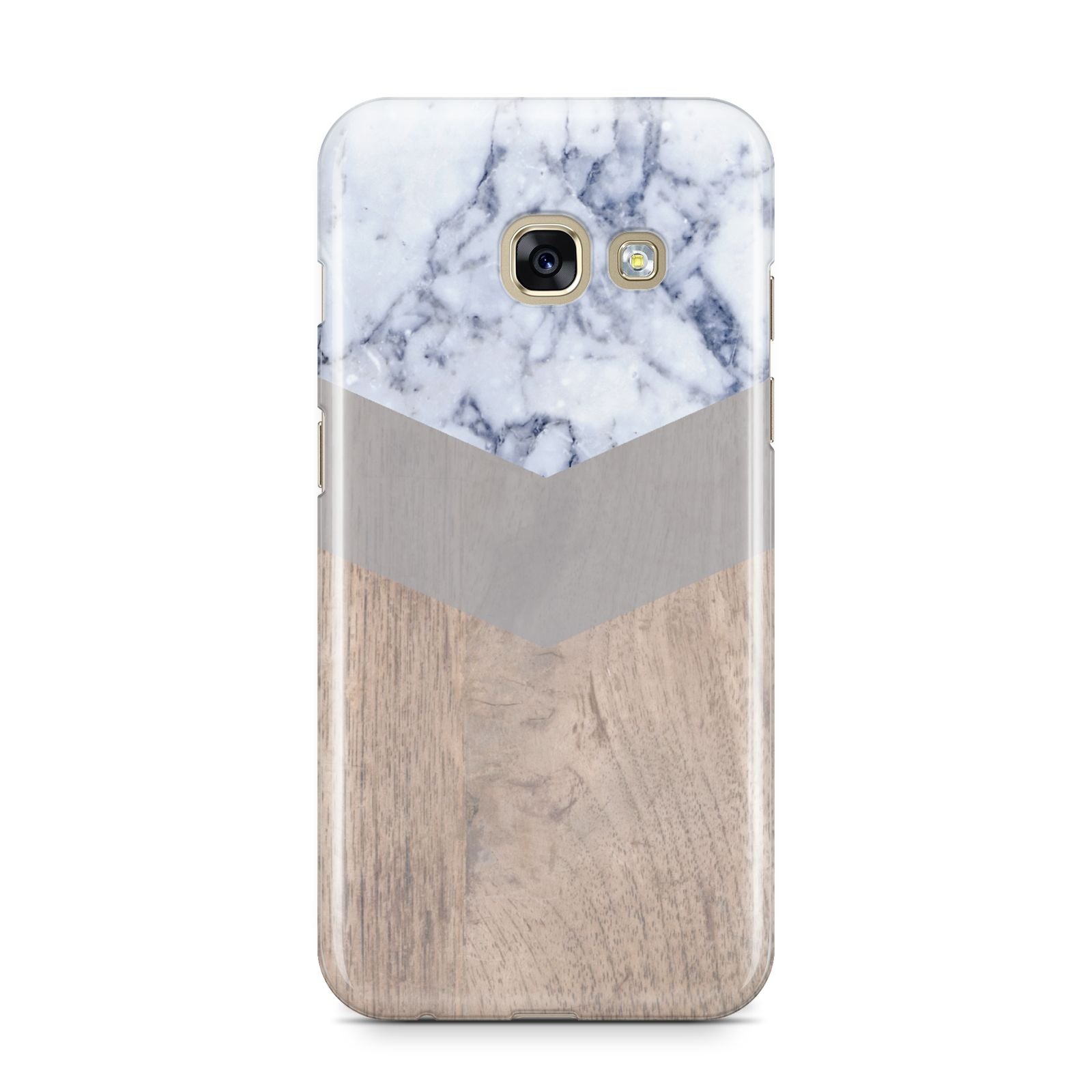 Marble Wood Geometric 4 Samsung Galaxy A3 2017 Case on gold phone