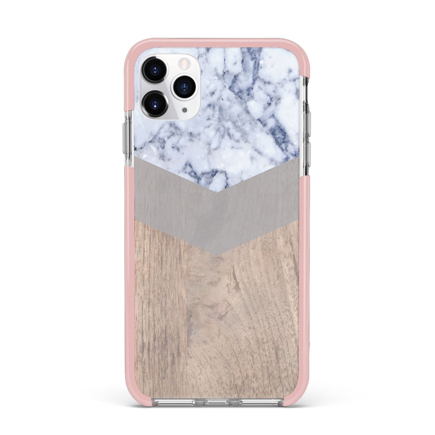 Marble Wood Geometric 4 iPhone 11 Pro Max Impact Pink Edge Case
