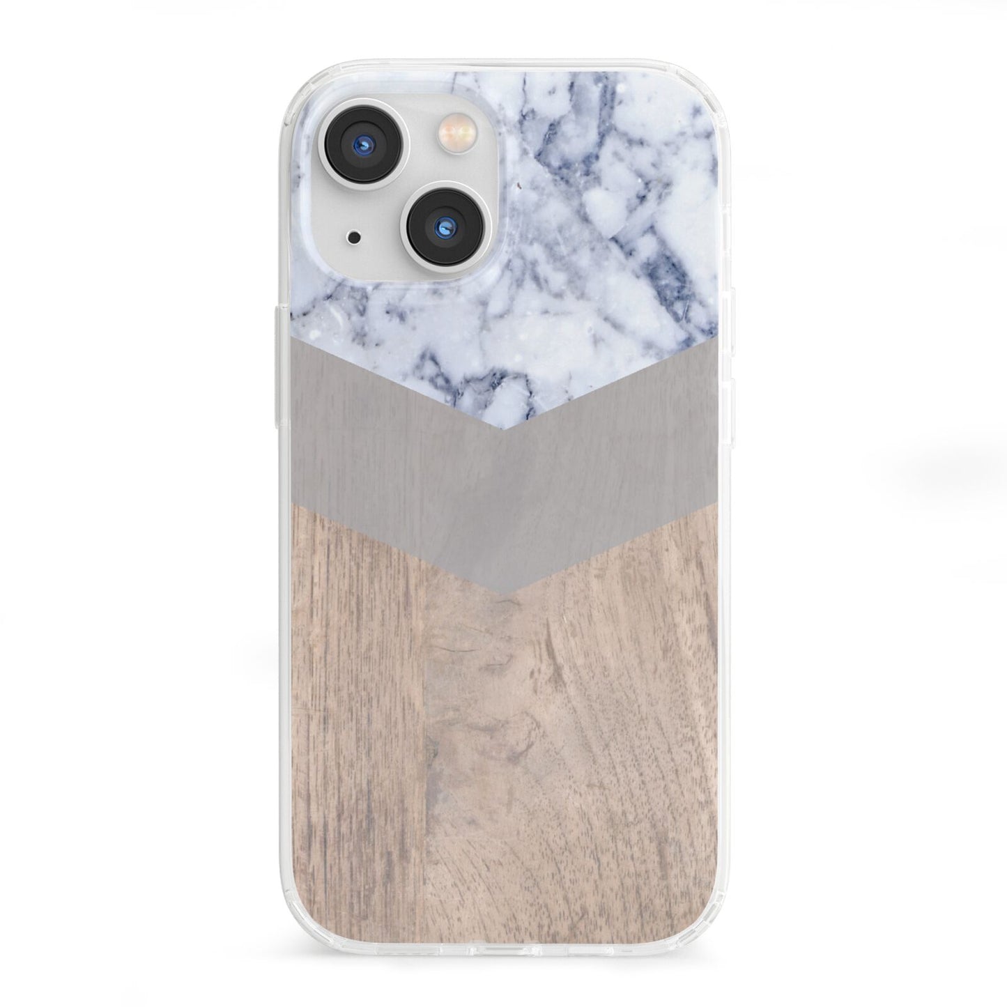 Marble Wood Geometric 4 iPhone 13 Mini Clear Bumper Case