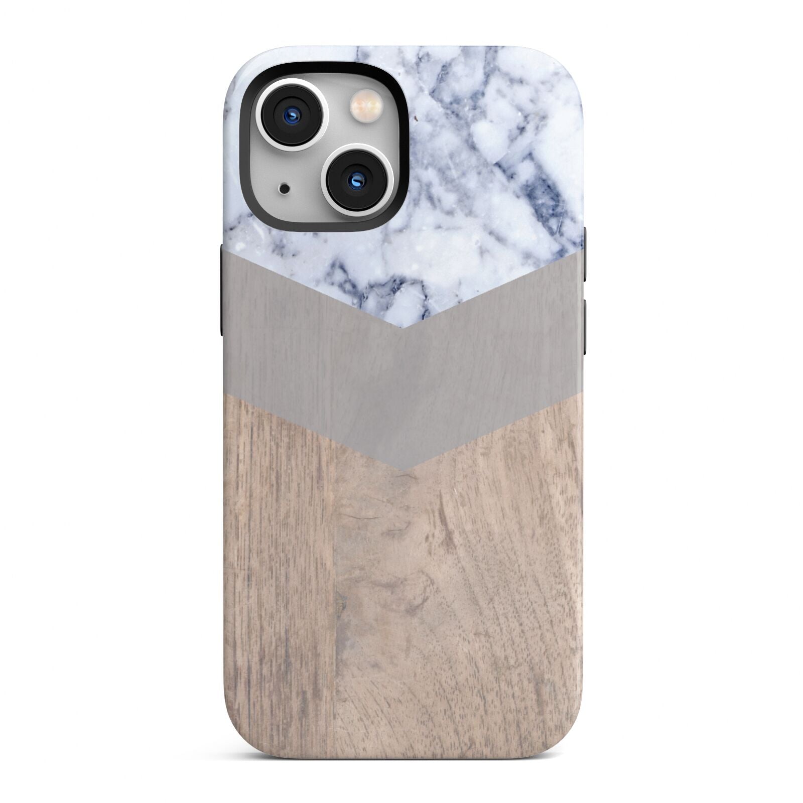 Marble Wood Geometric 4 iPhone 13 Mini Full Wrap 3D Tough Case