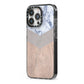 Marble Wood Geometric 4 iPhone 13 Pro Black Impact Case Side Angle on Silver phone