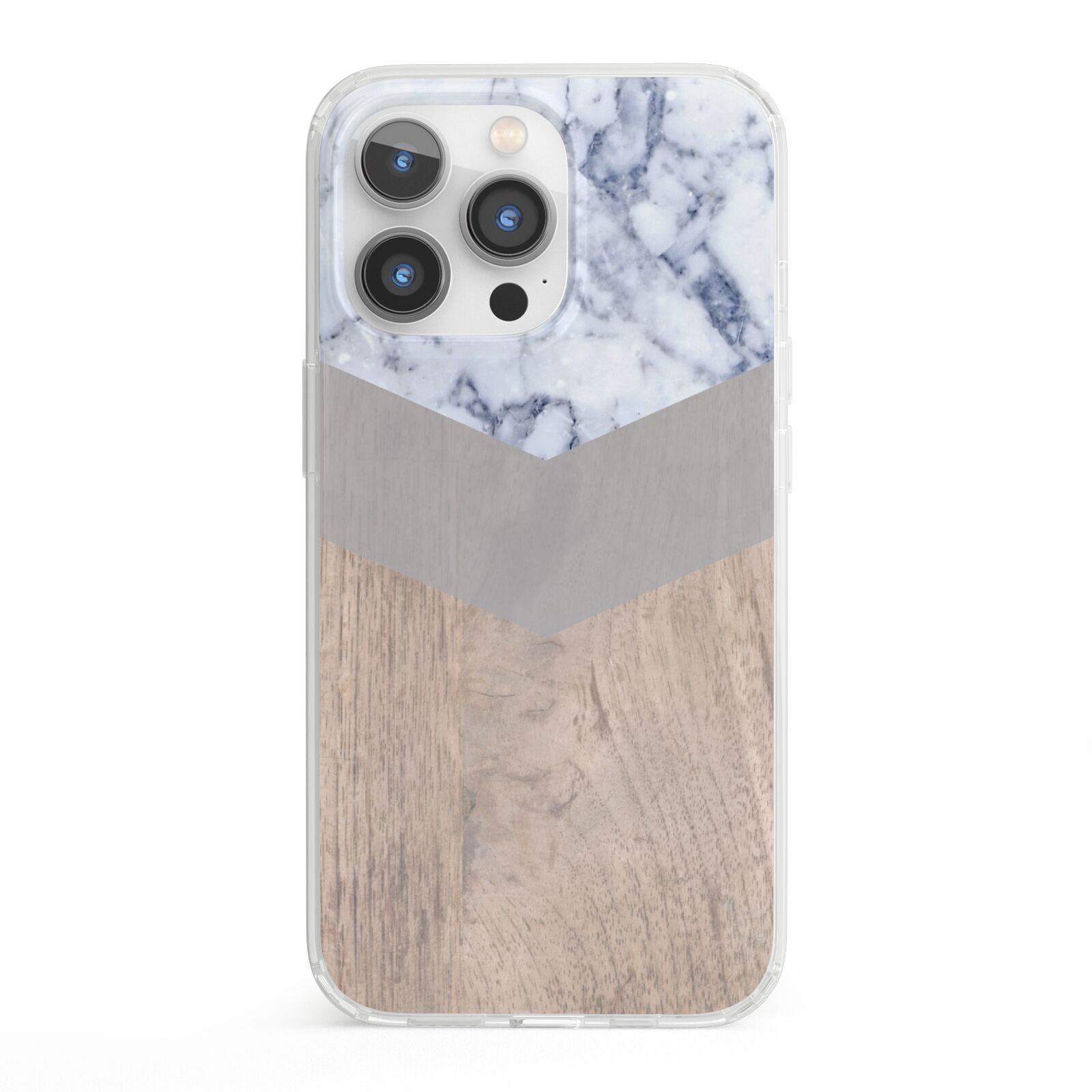 Marble Wood Geometric 4 iPhone 13 Pro Clear Bumper Case