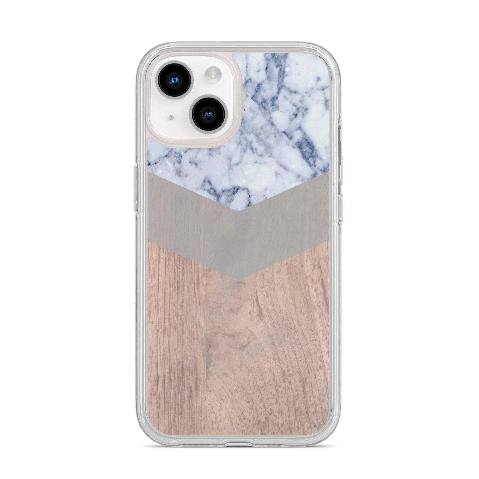 Marble Wood Geometric 4 iPhone 14 Clear Tough Case Starlight