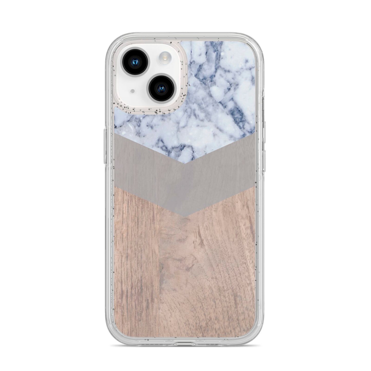 Marble Wood Geometric 4 iPhone 14 Glitter Tough Case Starlight