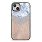 Marble Wood Geometric 4 iPhone 14 Plus Black Impact Case on Silver phone