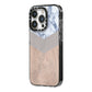Marble Wood Geometric 4 iPhone 14 Pro Black Impact Case Side Angle on Silver phone