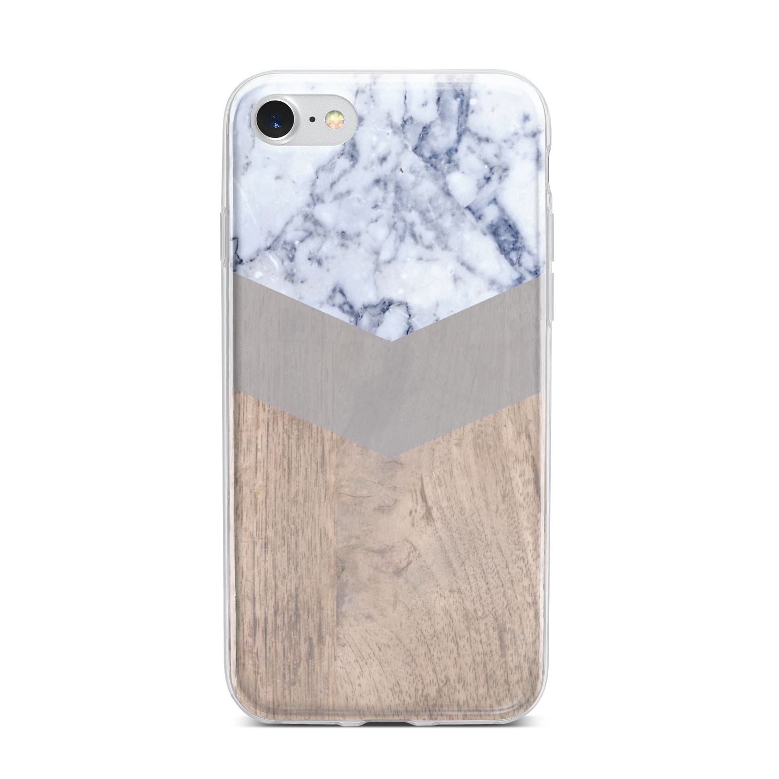 Marble Wood Geometric 4 iPhone 7 Bumper Case on Silver iPhone