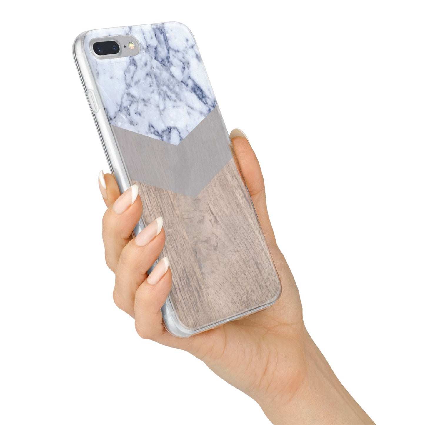 Marble Wood Geometric 4 iPhone 7 Plus Bumper Case on Silver iPhone Alternative Image