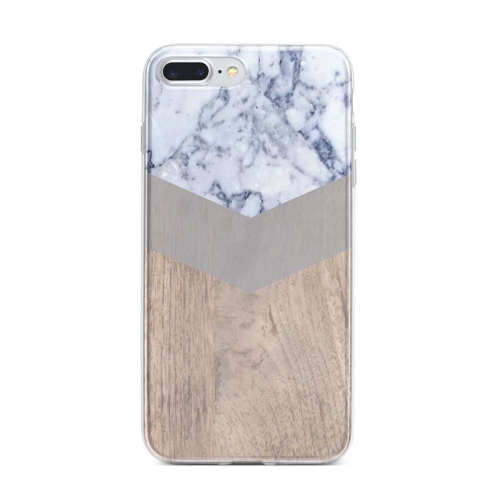 Marble Wood Geometric 4 iPhone 7 Plus Bumper Case on Silver iPhone