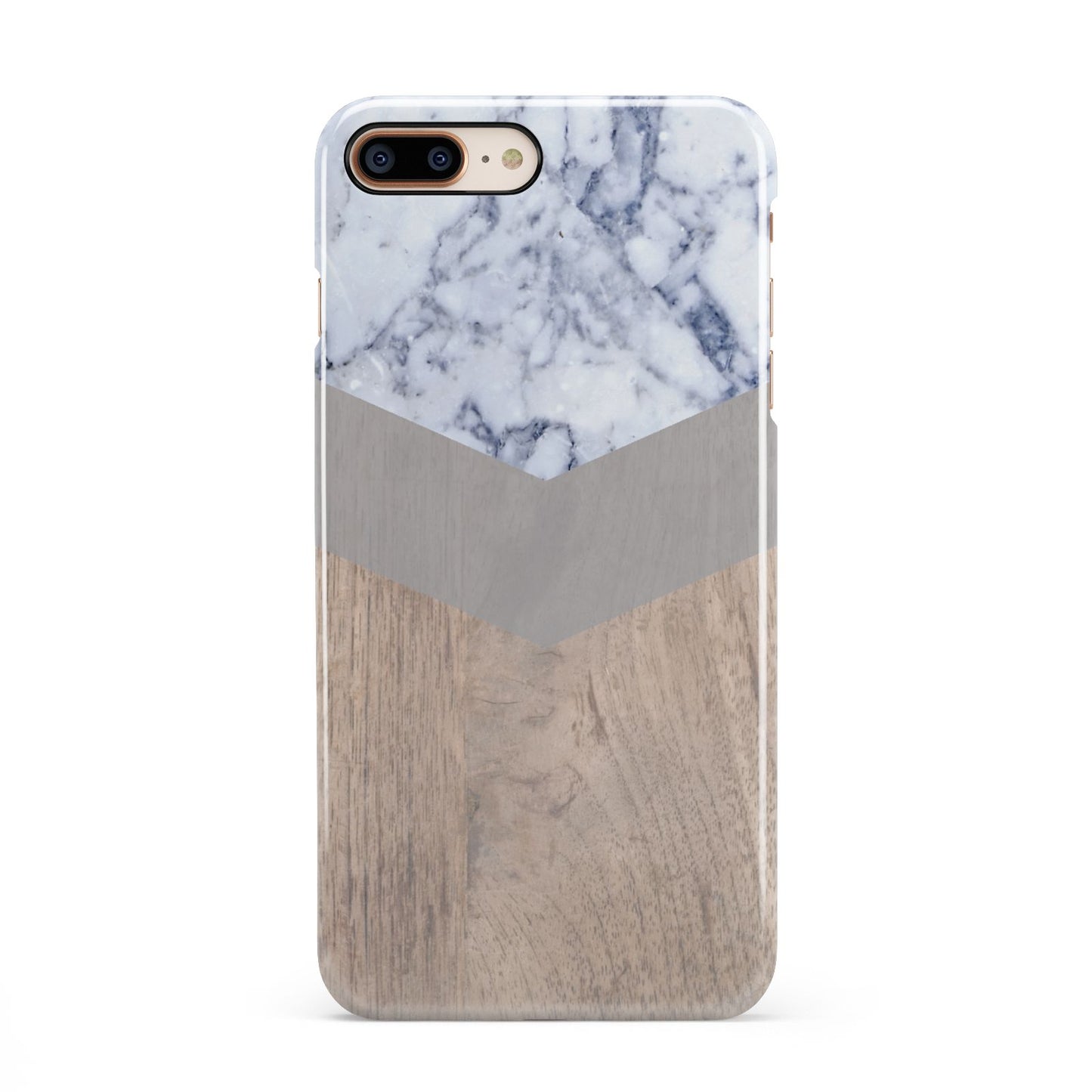 Marble Wood Geometric 4 iPhone 8 Plus 3D Snap Case on Gold Phone