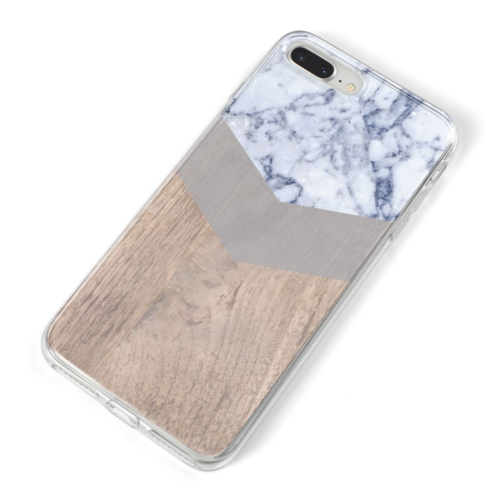 Marble Wood Geometric 4 iPhone 8 Plus Bumper Case on Silver iPhone Alternative Image