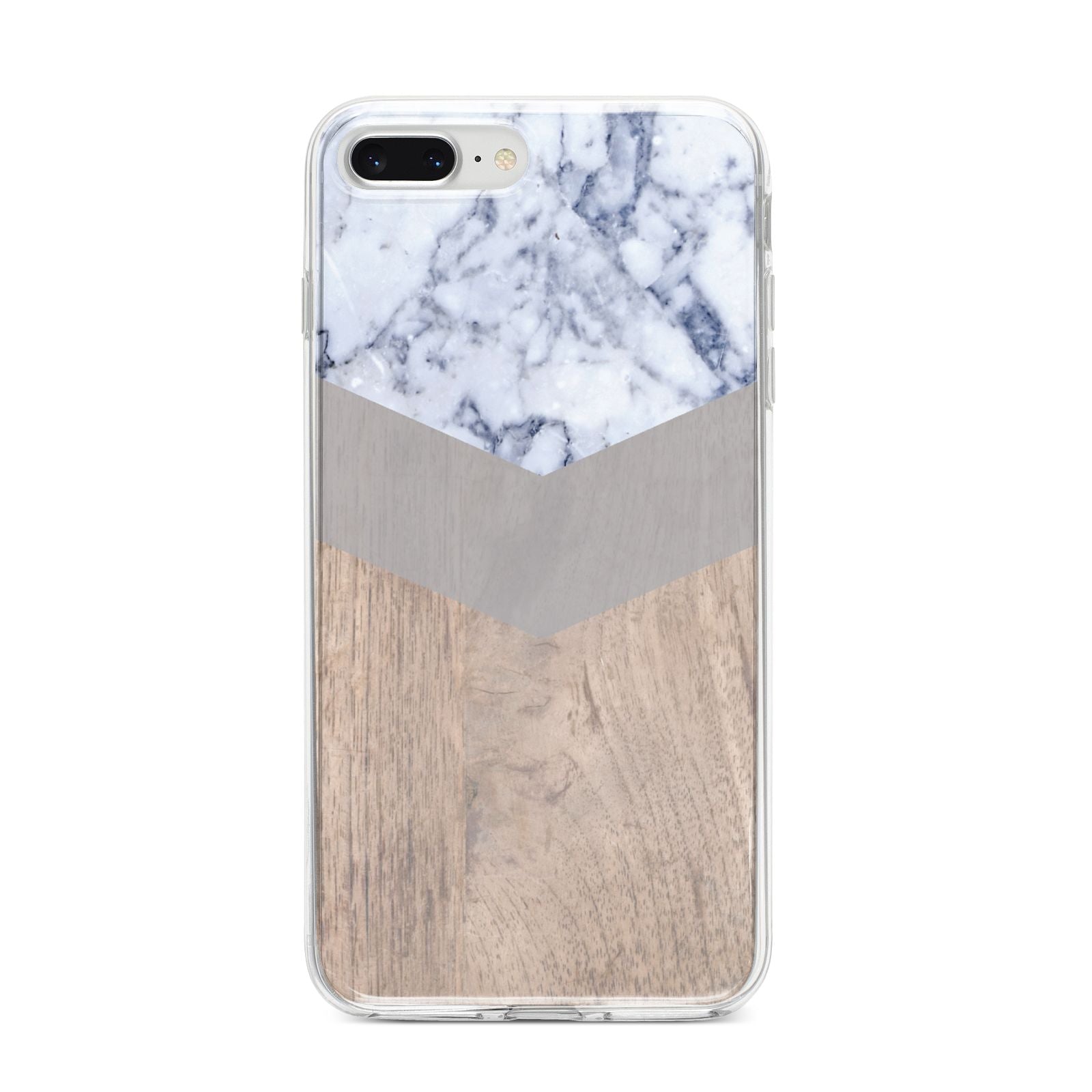Marble Wood Geometric 4 iPhone 8 Plus Bumper Case on Silver iPhone