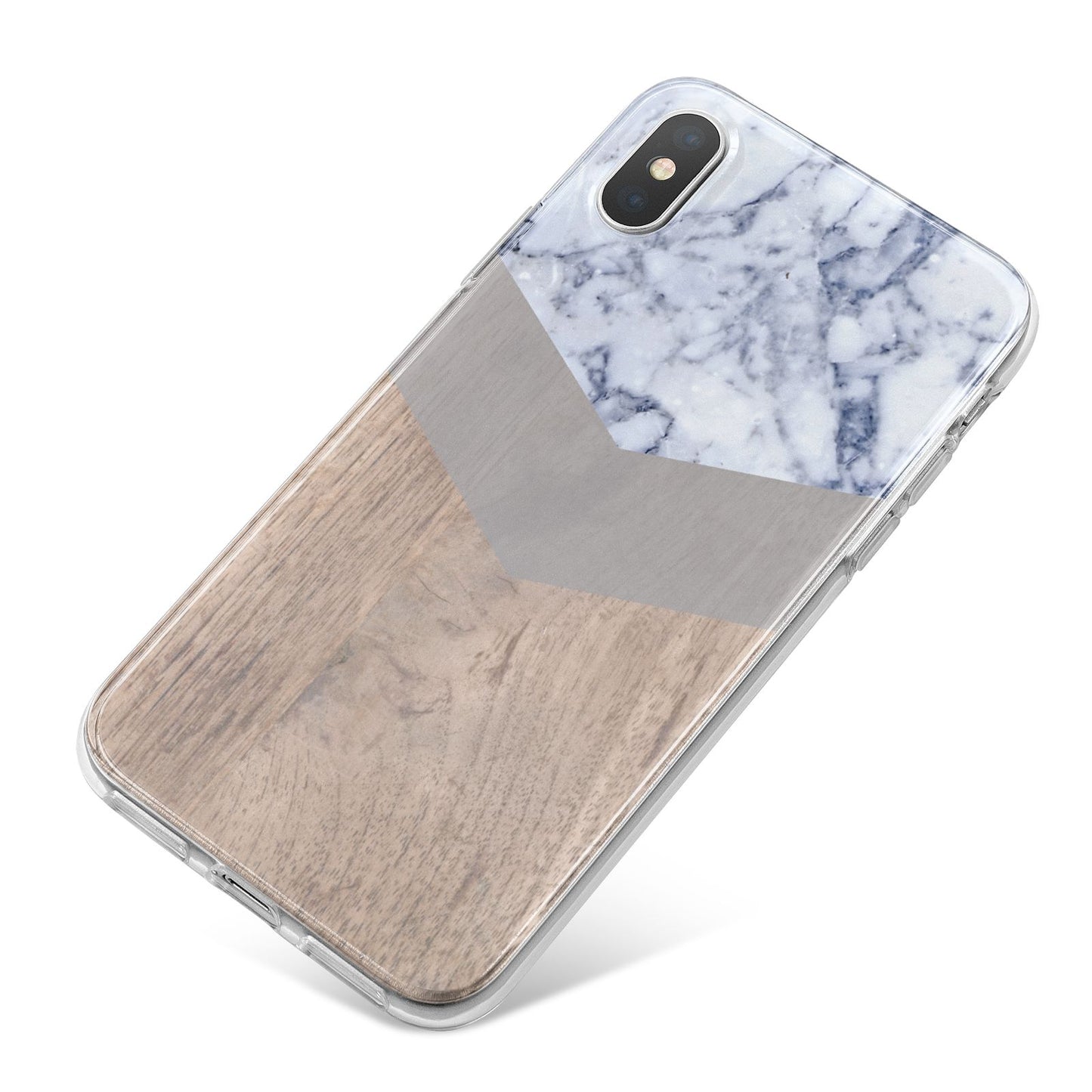 Marble Wood Geometric 4 iPhone X Bumper Case on Silver iPhone
