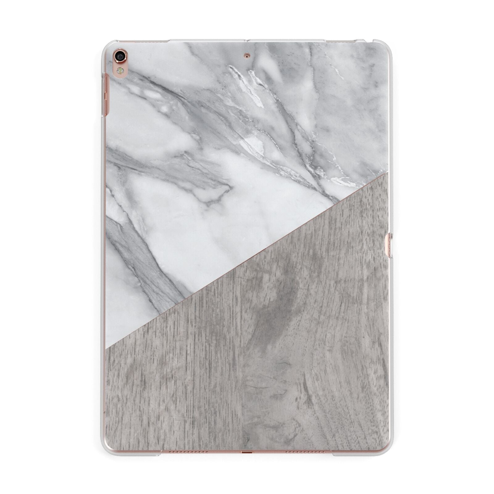 Marble Wood Geometric 5 Apple iPad Rose Gold Case