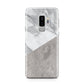 Marble Wood Geometric 5 Samsung Galaxy S9 Plus Case on Silver phone