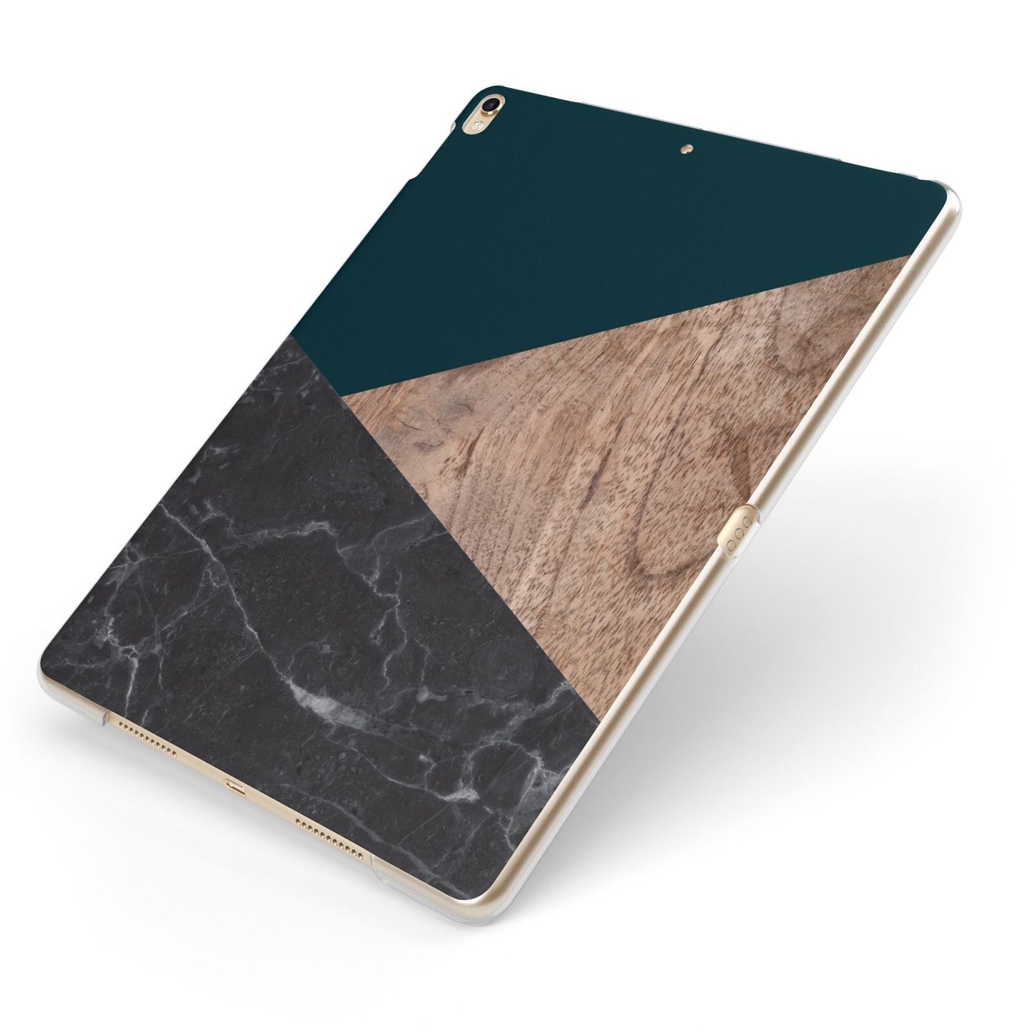 Marble Wood Geometric 6 Apple iPad Case on Gold iPad Side View