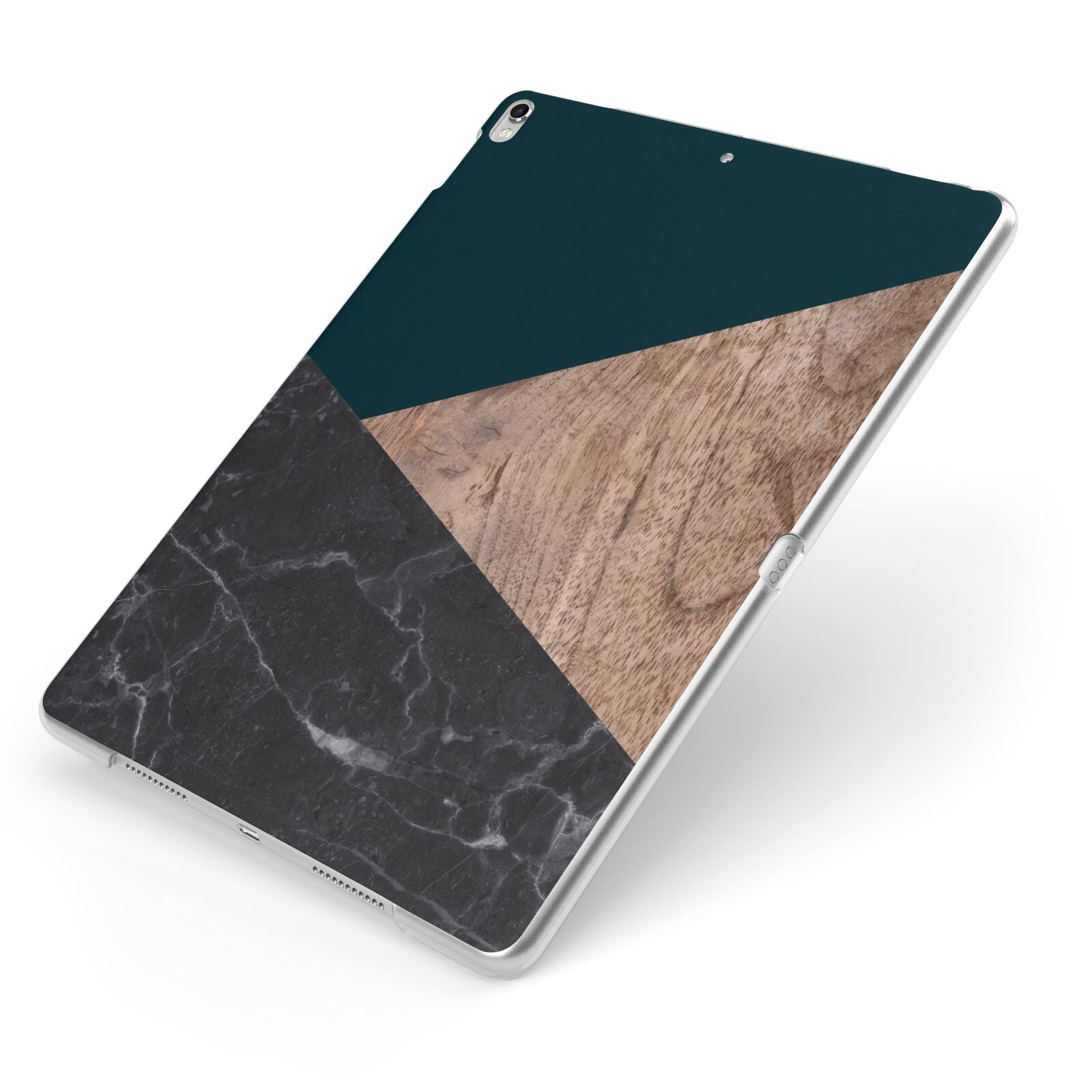 Marble Wood Geometric 6 Apple iPad Case on Silver iPad Side View