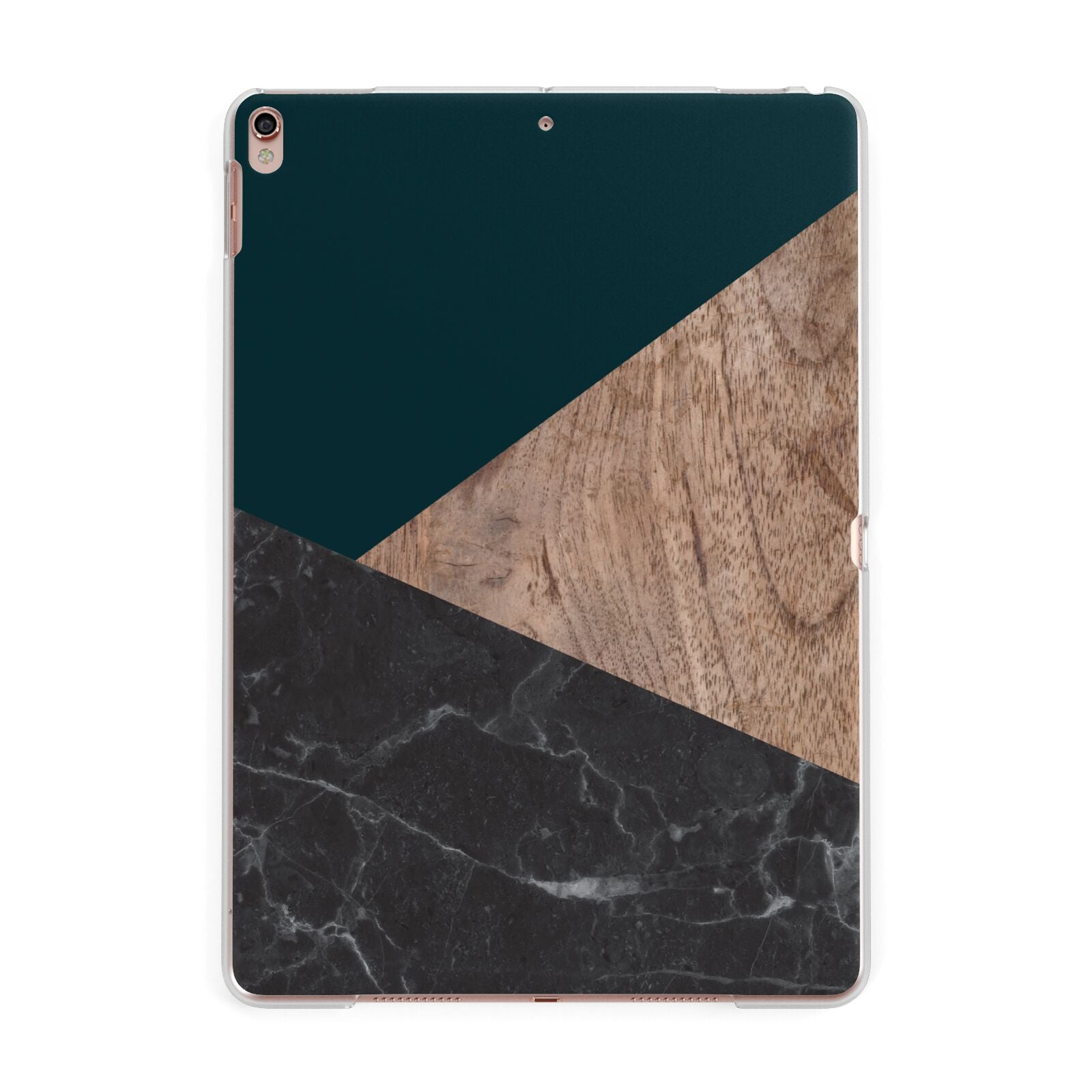 Marble Wood Geometric 6 Apple iPad Rose Gold Case