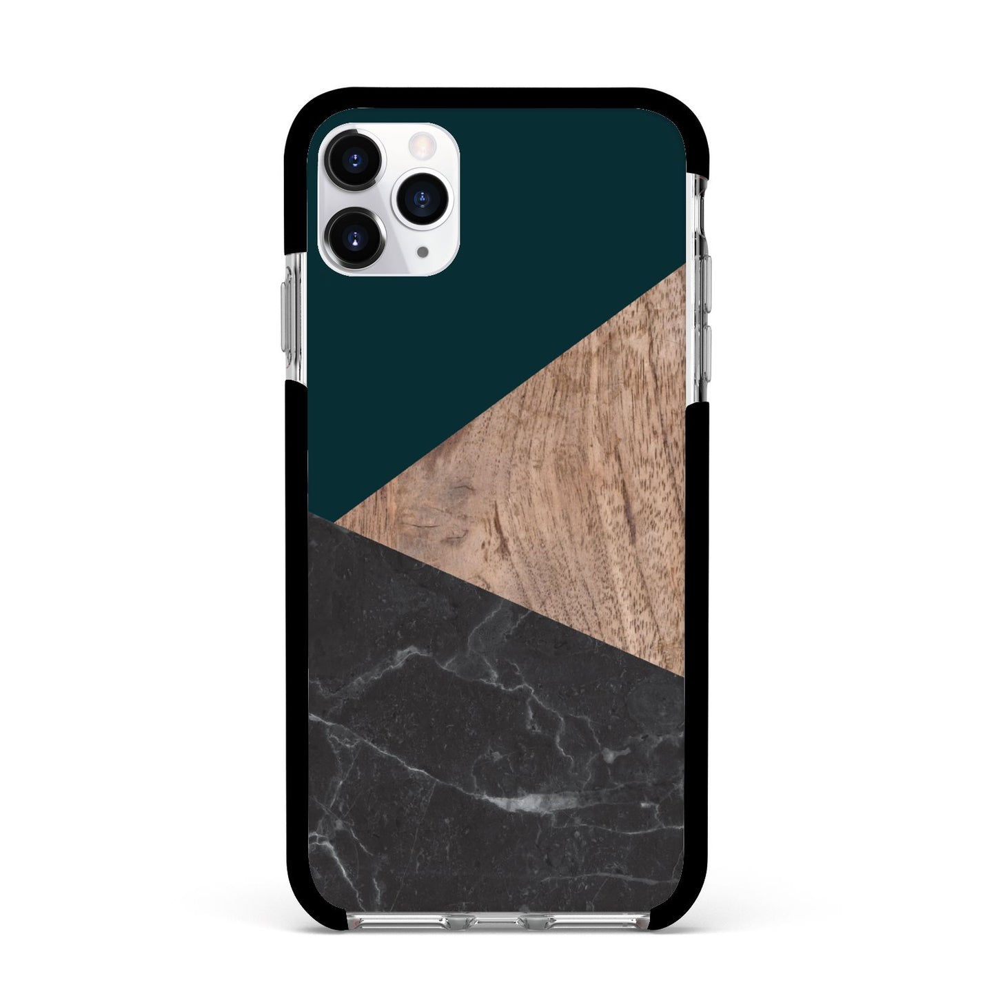 Marble Wood Geometric 6 Apple iPhone 11 Pro Max in Silver with Black Impact Case
