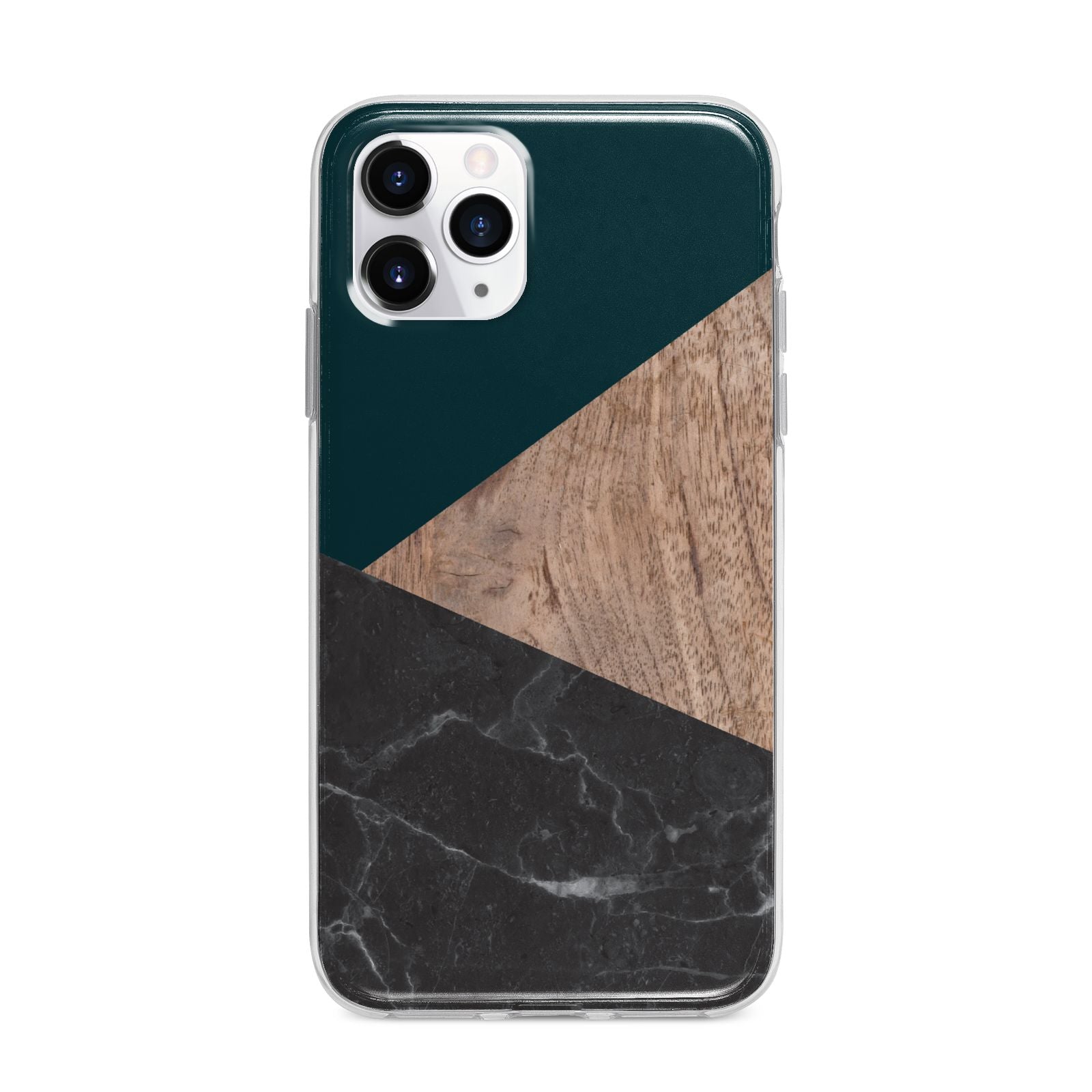 Marble Wood Geometric 6 Apple iPhone 11 Pro Max in Silver with Bumper Case